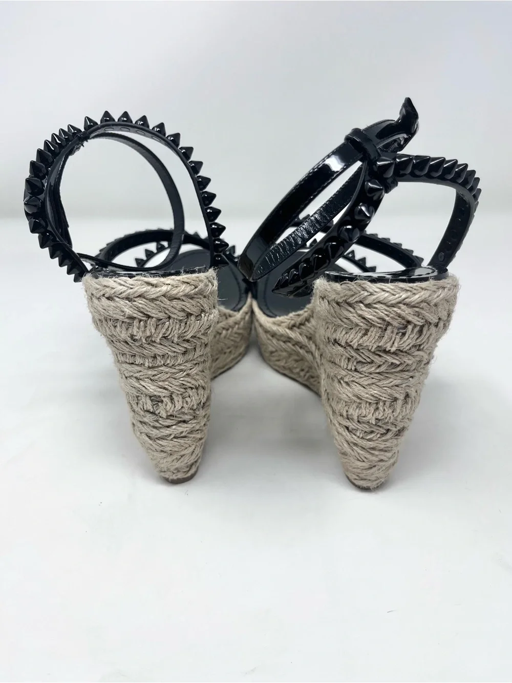 Christian Louboutin Mafaldina Espadrille Wedge Sandal Black Spike size 40 EU